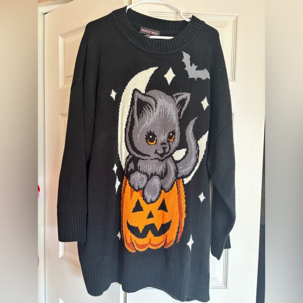 Black Halloween Cat Sweater
